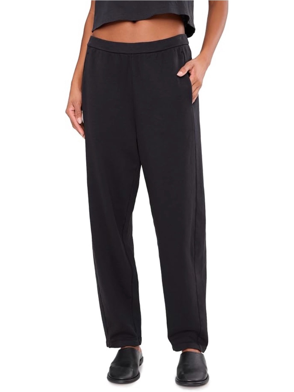 Eileen Fisher Organic Cotton Terry Slouch Ankle Pants Black S $178